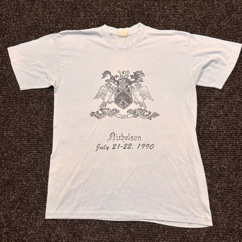 Vintage 1990 Nicholson Family Reunion T-Shirt Light Blue RP Sportswear‎ XL 50/50